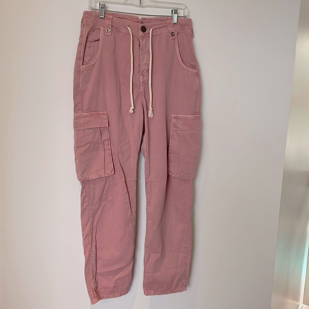 Dirty Pink Cargo Safari Mid Waist Relaxed Jeans